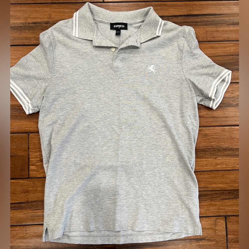 Men’s Med Express Short sleeve light gray polo